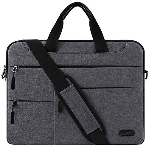 Sacoche pour Ordinateur Portable 15.6 Pouces Sac à Main Porte-Documents à Bandoulière Housse Imperméable Homme et Femme Mallette Laptop Bag Gris Foncé