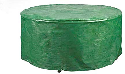 ADEPTNA Grande housse ronde robuste pour meubles de patio – Protège votre table et vos chaises tout au long de l'année des intempéries, de la saleté et de la crasse (140 cm x 94 cm)