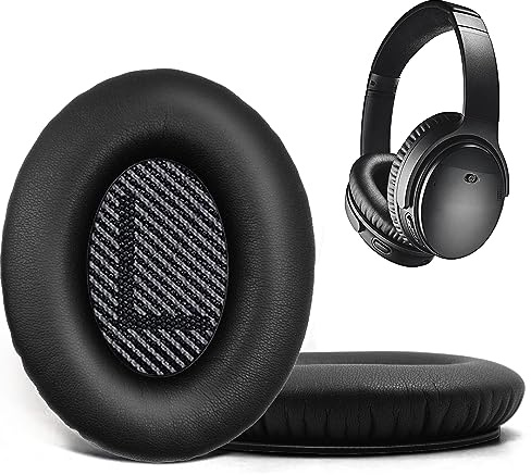 Replacement Ear Pads for Bose QuietComfort 35 35 II 15 25(qc 35 25 15/QC35 ii), Headphone Ear Covers, High Density Memory Cotton, Soft Leather, Adaptive Noise Isolation Headphones Pads Cushions