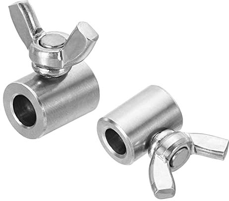 PATIKIL 304 Inoxydable Acier 6.5mm ID Main Vis Pince, 2Pcs Simple Trou Fil Corde Attaches Papillon Vis pour 2-2.5mm Acier Fil, Argent