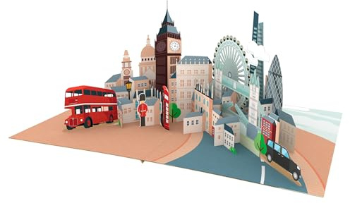 ASVP Shop Handgefertigte 3D-Pop-up-Grußkarte mit ikonischen Sehenswürdigkeiten, perfekt für London-Liebhaber, für jeden Anlass