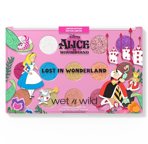 Wet n Wild Alice nel Paese delle Meraviglie 'Lost in Wonderland Palette', Palette di Ombretti e Polvere Viso Pigmentati con Finish Satinati, Cremosi e Brillanti, Facili da Applicare e Sfumare