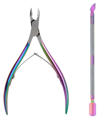BZKSER taglia cuticole - 2pcs Tagliaunghie per cuticole con set di spingi cuticole,Tronchese per cuticole preciso e kit per la pulizia delle unghie sottostanti per uso domestico o per salone(Multiuso)