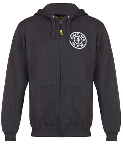Gold's Gym GGSWT156 herrtröja med dragkedja med huva med huva, kolmarl, S, Charcoal märgel, S