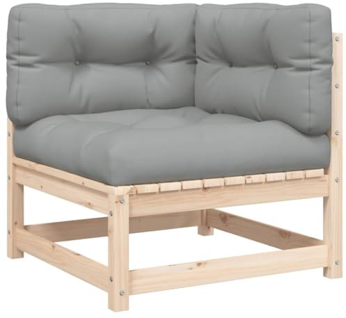 vidaXL Garten Ecksofa, Modular Sofa mit Kissen, Gartensofa Gartensessel mit Lattenrost, Lounge Sessel Gartenmöbel, Massivholz Kiefer