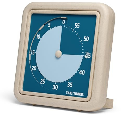 Time Timer® Retro Eco Edition visueller Timer, 20,3 cm, 60 Minuten Schreibtisch-Countdown-Uhr, hergestellt aus mindestens 20% natürlichem Pflanzenmaterial, blaues Wasser