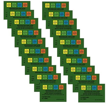 geo-versand 30 x Wasserfeste Aufkleber Dosen Petlinge Geocaching Finderhinweis Sticker Stash