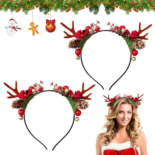 Giugio LED Leuchten Haarreifen,Weihnachtsbaum Stirnband, Weihnachtsstirnband Leuchtend,Leuchtender Weihnachts-Kopfschmuck, Weihnachts Haarschmuck für Kinder Erwachsene, Weihnachtsfeiern Accessoires
