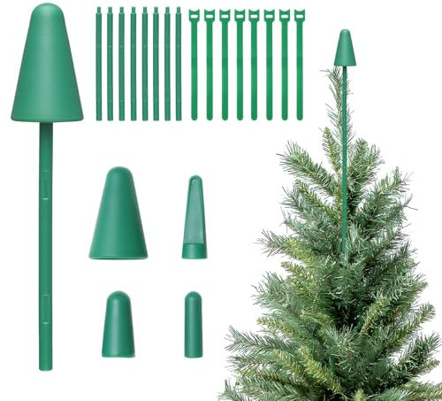 Punta per albero di Natale, confezione da 4. Punta universale in plastica verde per albero di Natale per la maggior parte dei tipi di base, altezza regolabile fino a 112 cm. Supporto per punta per