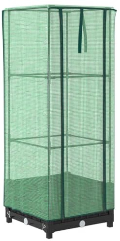 vidaXL Hochbeet mit Gewächshaus-Aufsatz Rattan-Optik 40x40x123 cm