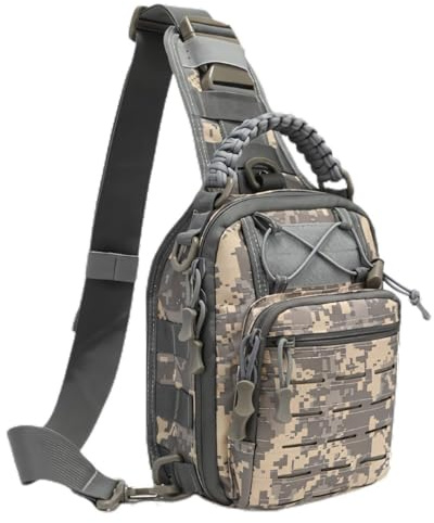 KNIGHT GLOBAL Anti-Theft Crossbody Bag Military Sling Waterproof – Shoulder Chest Style EDC Gear, Molle Daypack, Fishing Pack, Hiking Essentials, Outdoor One Strap Carry Bag for Men, Camping, Travel