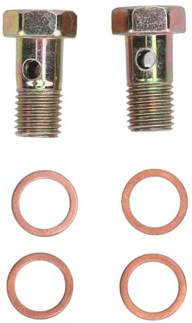 TKSE M10X1.25mm Banjo Bolt Metall Bremsbremslinie Banjo Bolzenadapter mit Unterlegscheiben für Rohrlinienanschlüsse