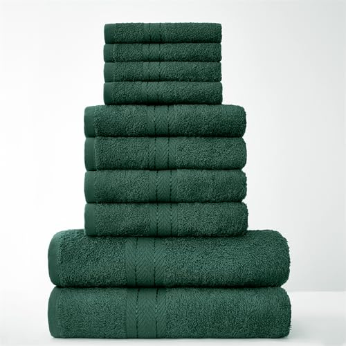GC GAVENO CAVAILIA Set di asciugamani Family Bale, 10 pezzi, 100% cotone egiziano, 4 viso, 4 mani, 2 asciugamani da bagno, accessori da bagno di alta qualità, altamente assorbenti, lavabili in