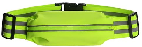 Ceinture Running Réfléchissante avec Poche Téléphone - Ceinture de Course à Pied pour Vélo & Randonnée - Respirante, Légère et Ajustable,avec Bandes Réfléchissantes - Vert Fluorescent