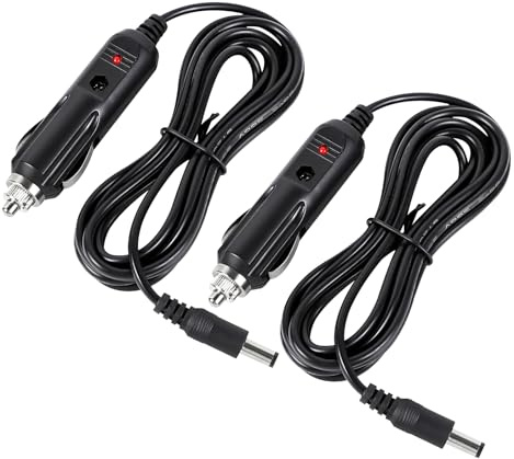 Ongfuwu DC 12V Car Charger Adapter, 12V-24V Cigarette Lighter Adapter Plug Cord, 6.5Ft 5.5×2.1mm Male Cigarette Lighter Charger Cable for Audio, Portable DVD Player, Car Refrigerator (2PCS)