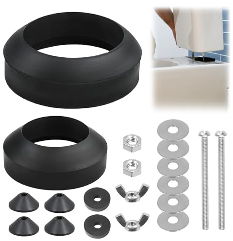 UIHRLM Toilet Cistern Seal Kit, Stainless Steel Toilet Tank Bolts with Rubber Washer, M6 Bolt Through Sealing Rings, Universal Toilet Seal Kit Replacement for Repairing Toilets Tank
