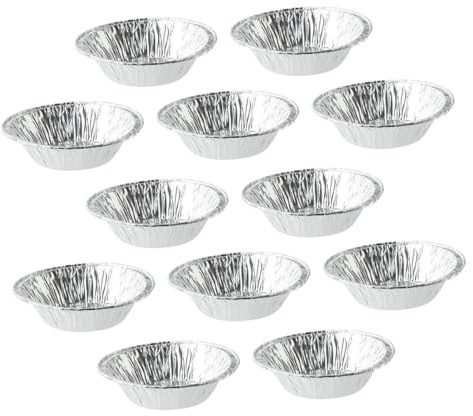 ULTECHNOVO Stampi per Crostate all Uovo Monouso Stampi in Stagnola Ecologica per Mini Torte e Antipasti Antiaderenti per Cottura in Forno Argento
