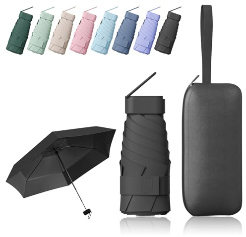FESDMOH Mini Paraguas, Paraguas para el Sol, Sombrilla de Mano, Paraguas Plegable Antiviento, para Hombre y Mujer, Portátil Compacto de Viaje