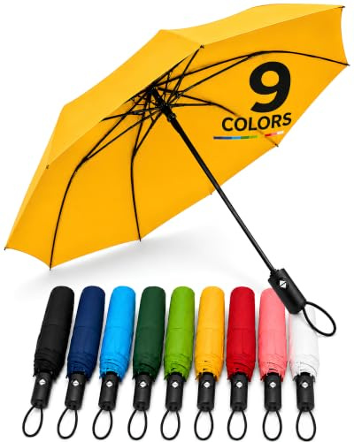 Parapluie pliant I Parapluie de poche 3 tailes Ø95 cm, Ø100 cm, Ø105 cm | Parapluie résistant vent fort I Compact pour voyage I Ouverture et fermeture automatiques I Pour femmes et hommes I Drytogo