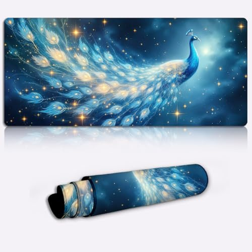celestial peacock dreams Gaming Mouse Pad Non-Slip Rubber Base Pad Office Home Novelty Printed Desk Accessory Laptop Desktop Printed Art Ergonomic 600 * 350 * 4mm