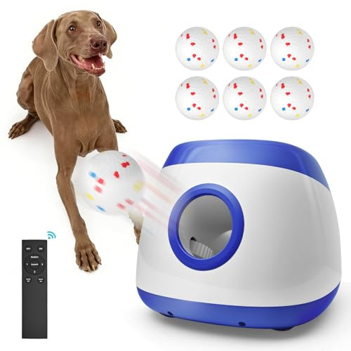AIRSHOOTER Automatic Ball Thrower for Dogs, Ball Launcher for Dogs - 2.5 Dog Balls * 6Pack (Blue)