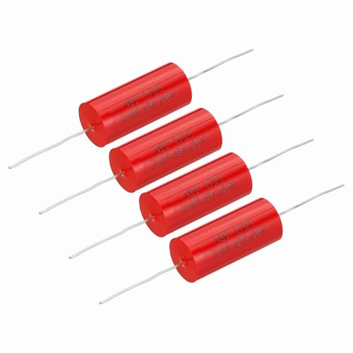 QUARKZMAN 4 Stück 3.3uf Frequenzweichen Kondensator 250V Rote | Axiale Audio Lautsprecher Frequenzweiche MKP Film Kondensator