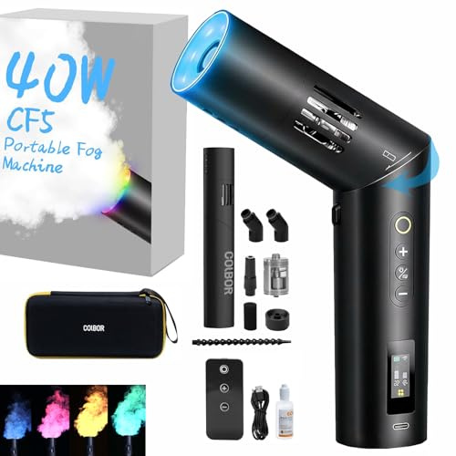 COLBOR CF5 - Máquina de niebla de 40 W, mini máquina de humo de mano para fotografía con control remoto, pequeña neblina para interiores y exteriores, fiesta de Halloween, cosplay, boda