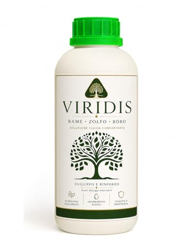 VIRIDIS Rame Zolfo Boro Concentrato per Piante – Concime Liquido Professionale per Ortaggi, Vite, Olivo e Frutta – Rinforza e Nutre – Assorbimento Rapido – Formula Fluida Alta Efficacia