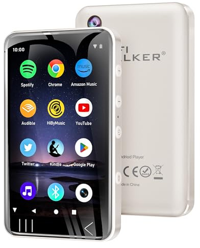 HIFI WALKER G7 Lettore MP3 Bluetooth e WiFi con Android 13, 144GB, 3GB RAM, Schermo Touch HD da 4, Lettore MP3/MP4 con Altoparlante, Fotocamera e Controllo Parentale (Bianco)