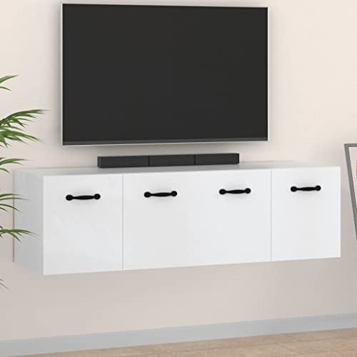 Générique Armadi da parete 2 pezzi, bianco 80 x 35 x 36,5 cm, legno di ingegneria, armadio galleggiante 2 scomparti con ripostiglio da parete, mensola sospesa per soggiorno