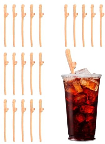 VAEIORP Cannucce Addio al Nubilato, 20 Pezzi Riutilizzabili, Colore Nude, Plastica Premium Robusta per Cocktails, Feste, Giochi e Decorazione Tavola
