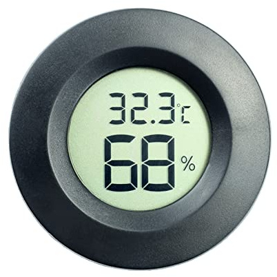Elnwnnkc Electronic LCD Digital Thermometer Hygrometer Round Temperature Humidity Meter for Glass Container Fishtank Hygrometer Indoor Humidity for Reptiles Thermometer for Tank