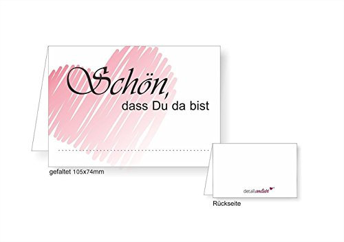 40 Tischkarten I dv072 I DIN A7 I Platz-Karten Namens-Kärtchen Sitzplatz-Karten rosa Aufsteller quer zum Beschriften für Geburtstag Hochzeit Taufe