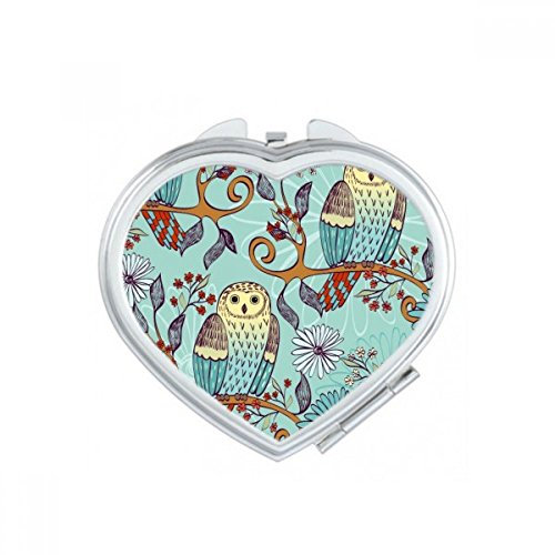 DIYthinker Blaue Blumen-Eulen-Schutz-Tier-Haustier-Liebhaber-Herz-Compact Make-up Taschenspiegel Tragbare Nette kleine Hand Spiegel Geschenk Mehrfarbig