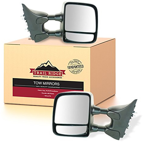 Trail Ridge Driver and Passenger Side Mirror Assembly Set Manual Foldaway Telescoping Towing Textured Black Compatible with 2004-2010 Nissan Titan XE 2011-2015 Nissan Titan S