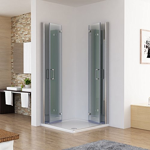 MIQU Duschkabine Eckeinstieg Falttür 90x75, Höhe 185 cm, ohne Duschwanne