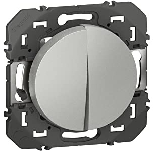 Legrand - Interrupteur ou va-et-vient 10AX + bouton poussoir 6A dooxie - finition alu