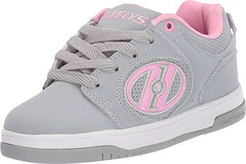HEELYS Girl's Voyager (Little Kid/Big Kid/Adult) Grey/Light Pink 5 Big Kid (Women's 6) M