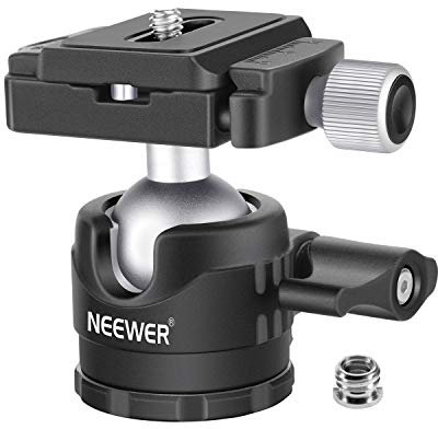 NEEWER 28mm Low Profile Tripod Ball Joint 360° Pan Rotation with 1/4 Arca Type Quick Release Plate and Spirit Level for Tripods, Monopods, Max Load: 6.6LB/5kg