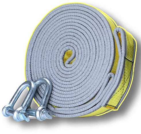 High Strength Abschleppseil, 6 Meter 15 Tonnen Auto Abschleppseil Heavy Duty Road Recovery Abschleppgurt Mit 2 Stahlhaken, für PKW/LKW Off Road Recovery