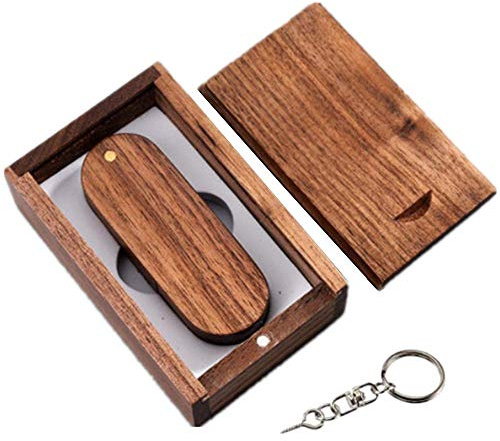 Anloter Chiavetta USB 2.0 da 4 GB, in legno, con scatola di legno (4 GB, noce)