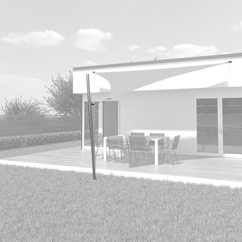 Toldoro® Sonnensegel 6x6x6 m dreieckig & regendicht/Komplettset inkl. 2X Wandhalter, 1x Mast mit Höheneinstellung & Spannmaterial, 1x Edelstahl Bodenhülse/Sonnensegel für Terrasse - Hellgrau