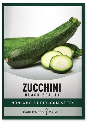 Gardeners Basics, Zucchini Seeds for Planting - Black Beauty Green Heirloom, Non-GMO Vegetable Summer Squash Variety- 3 Grams Seeds Great for Summer Garden