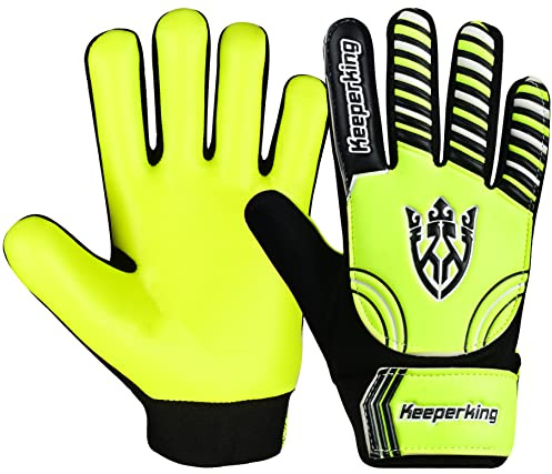 Keeperking Torwarthandschuhe Kinder, Jungen und Mädchen, Junior Fußballhandschuhe Fußball Spielerhandschuhe für Jungen tormannhandschuhe Große 4-7 (Claw 2.0 Gelb, 6)