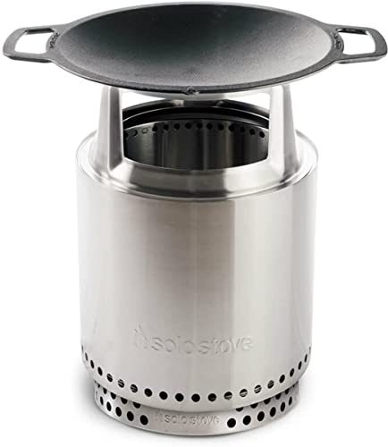 Solo Stove Brasero Ranger 2.0 avec Wok en Fonte et Hub | Incl. Brasero et Support, Batterie de Cuisine en Fonte avec Hub en Acier Inoxydable, Bac à cendres amovible, 56 x 37,5 cm, 14,1 kg