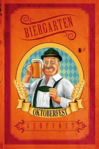 AGDeko® Blechschild 20x30cm Biergarten geöffnet Bayern Maßkrug Bier