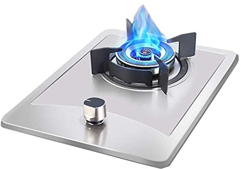 Estufa de gas, placa de gas de acero inoxidable, placa de cocción portátil, cocina individual de sobremesa/empotrada, con retardador de llama, fácil de limpiar, compatible con todos los uten