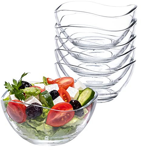 Set di 6 Ciotole in Vetro da 215ml - Ciotola per Dessert Snack Insalatiera Vetro Coppette per Gelato Ciotole Cucina Ciotola per Dessert Insalata Snack