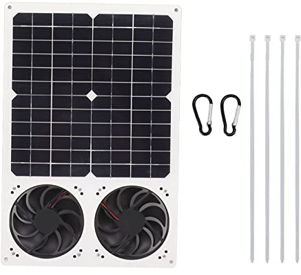 40W Solarpanel-Lüfter-Kit, Wasserdichter Abluftventilator 6 Zoll Tragbarer Solar-Entlüftungs-Abluft-Doppelventilator Solarventilator für Haustierhäuser Hühnerställe Gewächshäuser