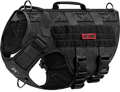 OneTigris Hundegeschirr Mittelgroße Hunde, AIRE MESH Taktisches Anti Zug Geschirr mit 2 Griff Verstellbar Brustgeschirr No Pull Dog Harness Atmungsaktiv Schwarz S